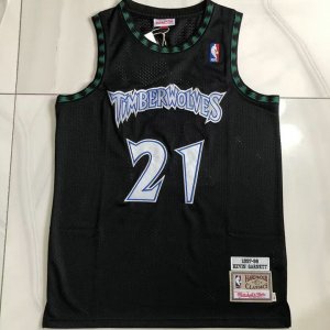 NBA 21 Kevin Garnett Timberwolves 1997-98 Maillot noir